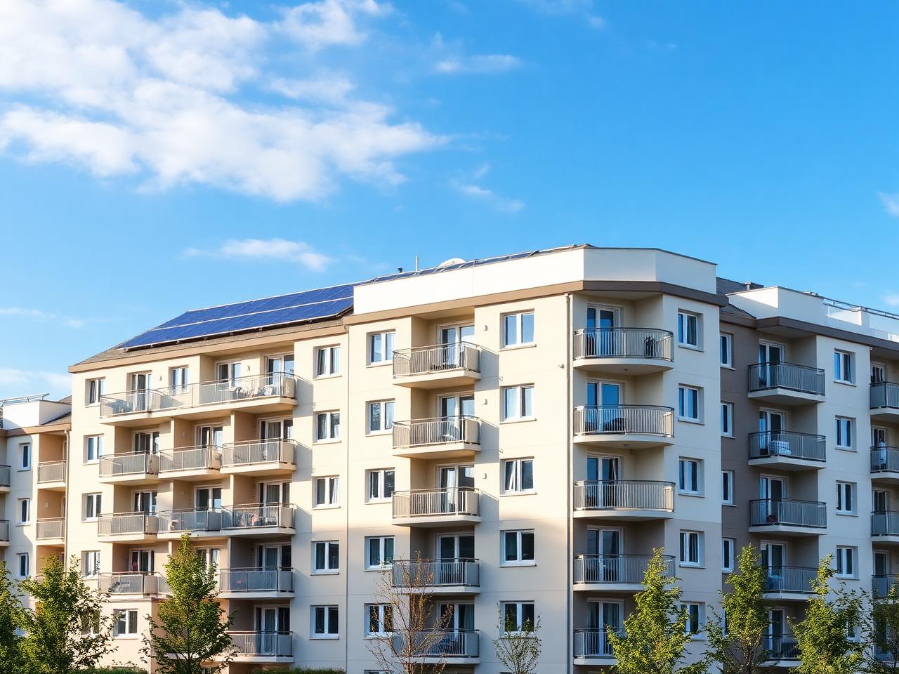 Wohngebäude mit Photovoltaik auf dem Dach